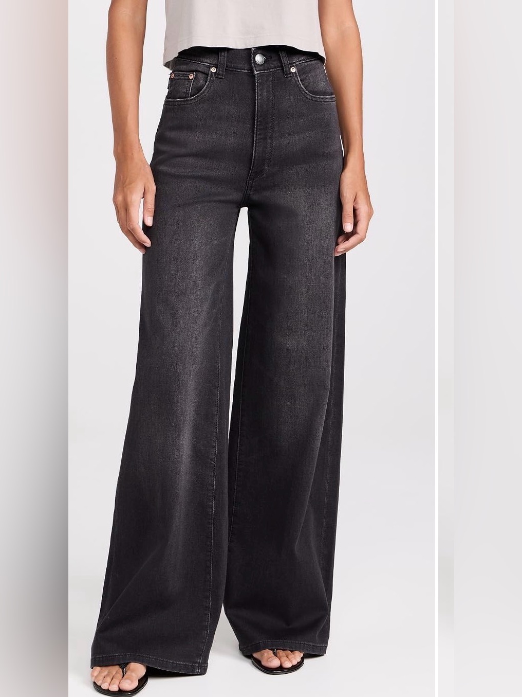 Dl1961 Softwear Hepburn Wide-Leg High-Rise Jeans In Washed Black